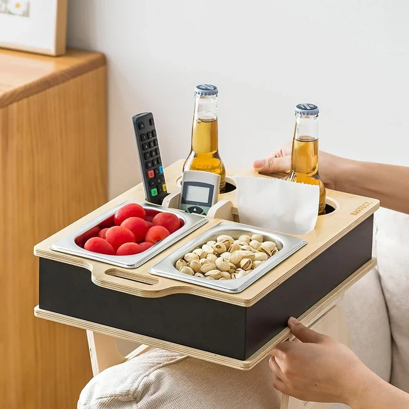 Food Snacks Drinks - Rechthoek Bamboe Dienblad Desktop Afstandsbediening Houder