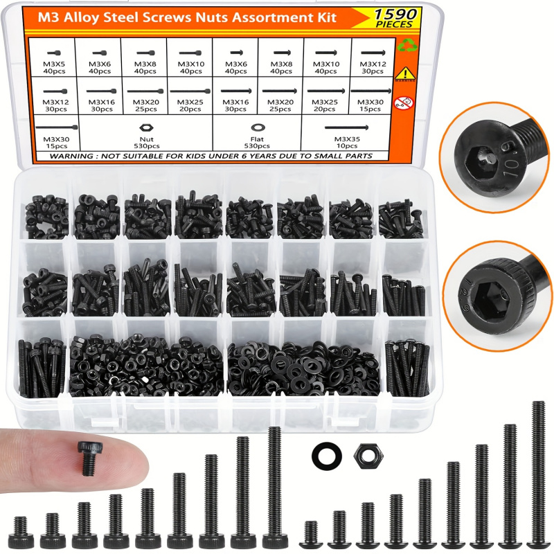 Nuts Mix - 1590PCS M3 schroefassortimentset - 12,9/10,9 kwaliteit