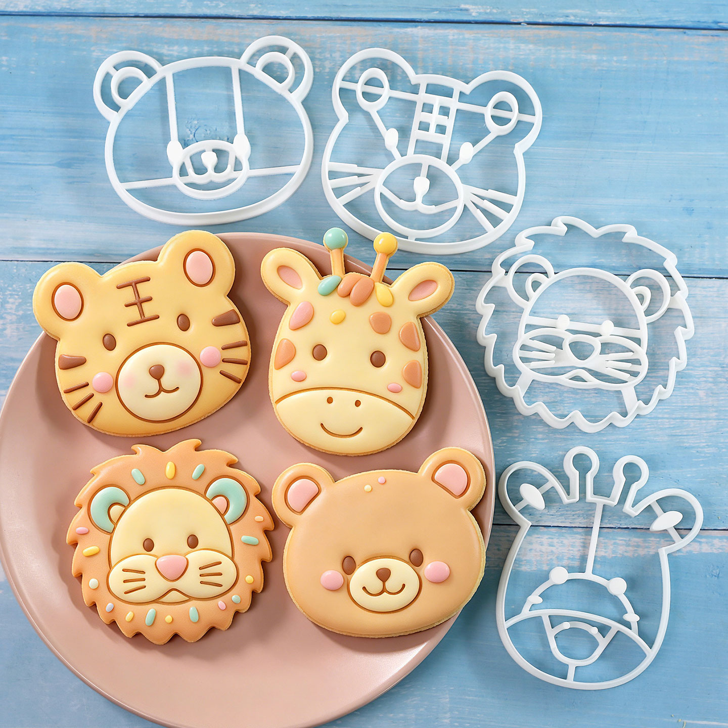 Cookies Pack - 4-delige set dierenkoekjesvormpjes 3D schattige leeuw
