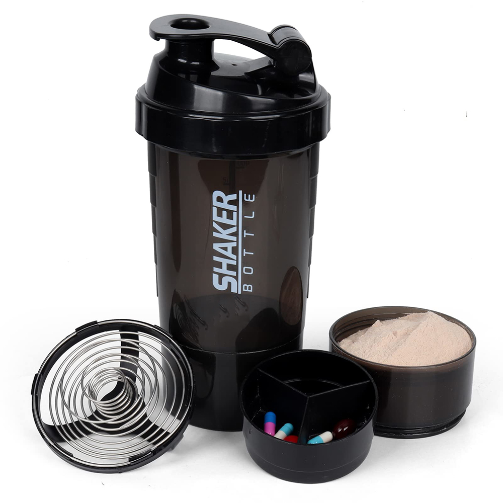 Protein Bar - 3 Lagen Shaker Protein Fles Poeder
