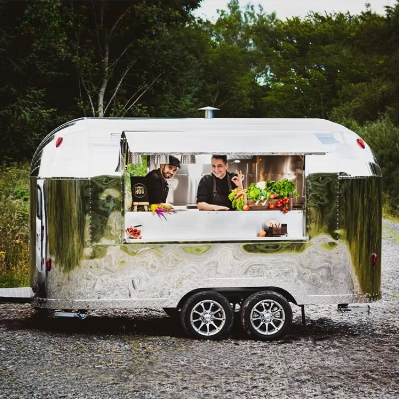 Popcorn - Foodtrucktrailer, mobiele ijscowagen, foodtruck van roestvrij