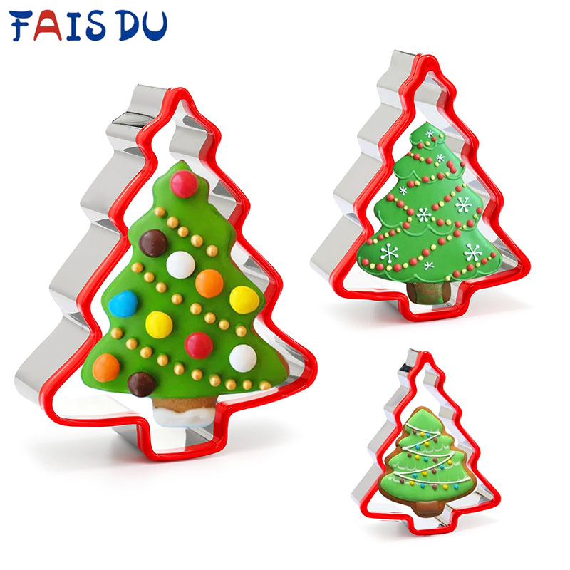 Cookies Pack - FAIS DU 3-delige kerstboomkoekjesvormers roestvrijstalen kerstboomvorm