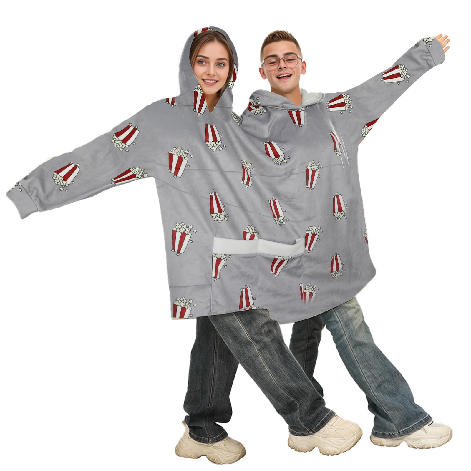 Popcorn - Popcorn Print Bijpassende Koppels Pyjama Hoodies