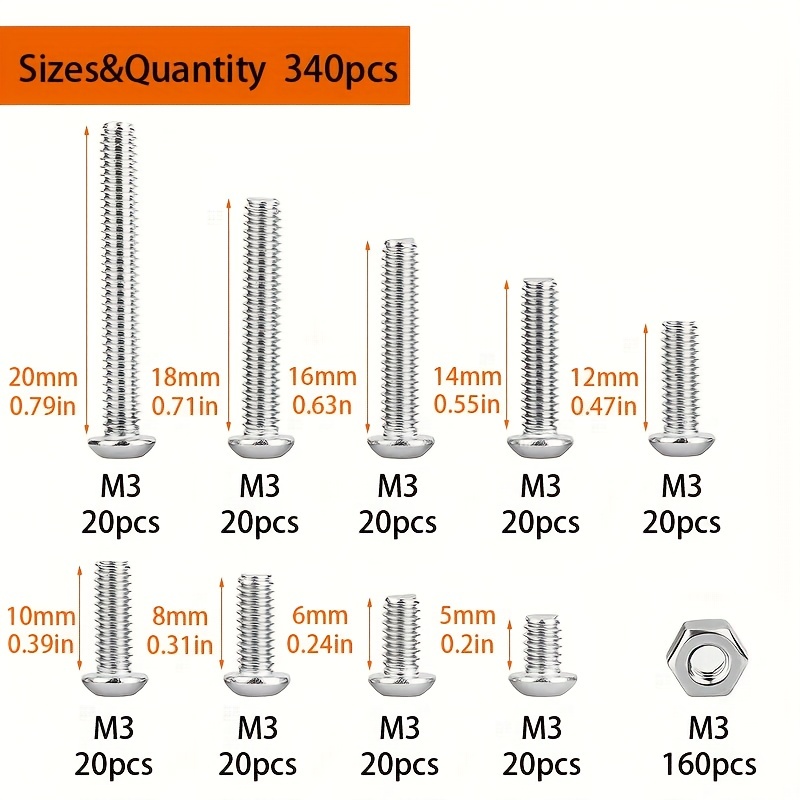 340 stuks M3 roestvrijstalen P - Nuts Mix recensie en prijs